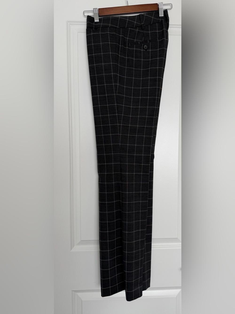 Club Monaco Women’s Black WoolWindowpane Dress Pants with Gray / White Grid Size